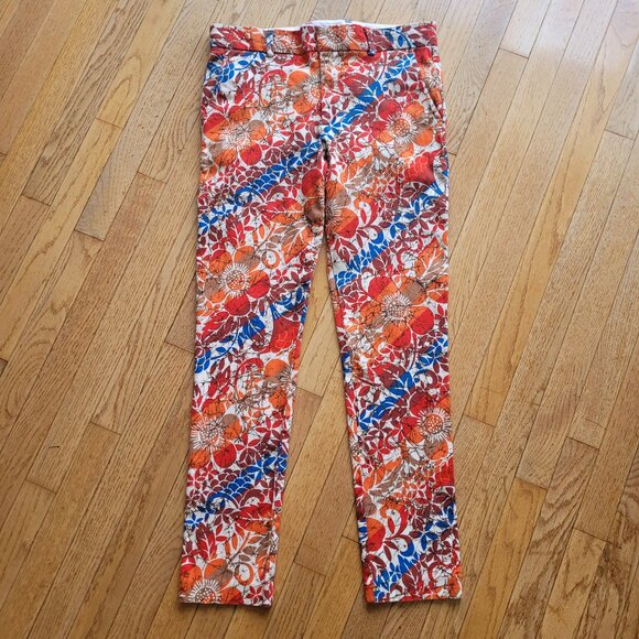 Mr Turk Trousers Bright Multicolor Floral Print Dress Pant Beach Art - Picture 2 of 15